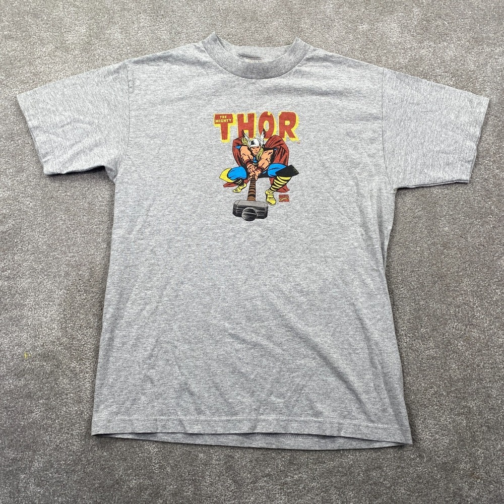 The Mighty Thor Marvel Graphic Crew Neck T-Shirt Marvel Comics Men's Size M Gray